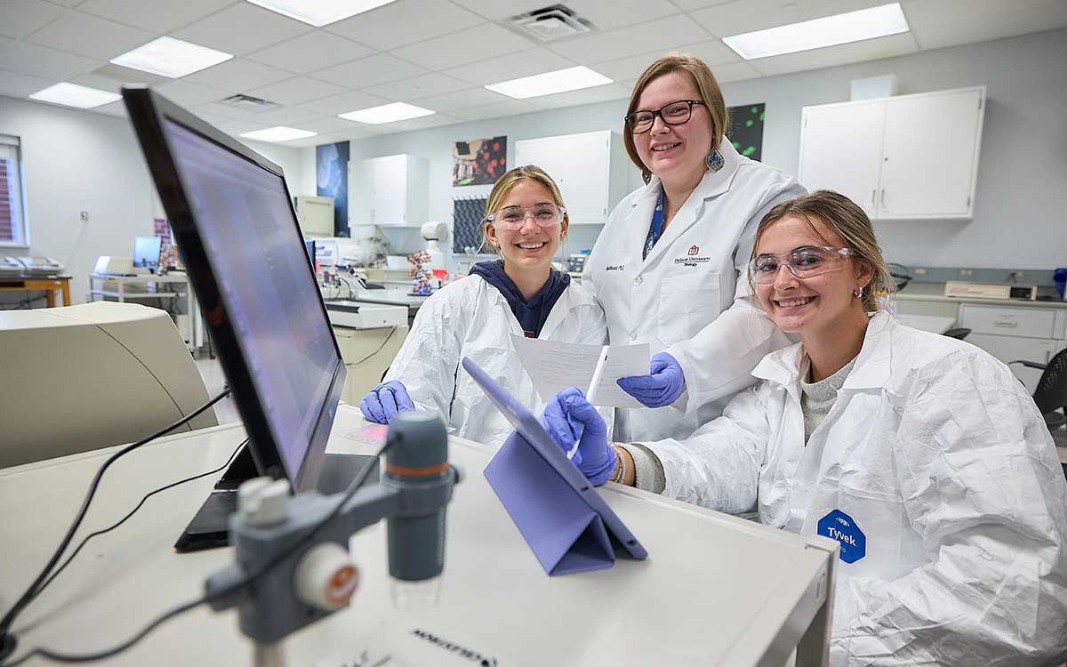 students in a lab