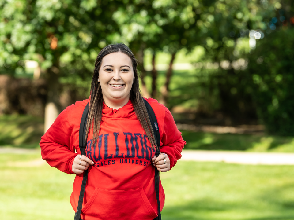 student on campus