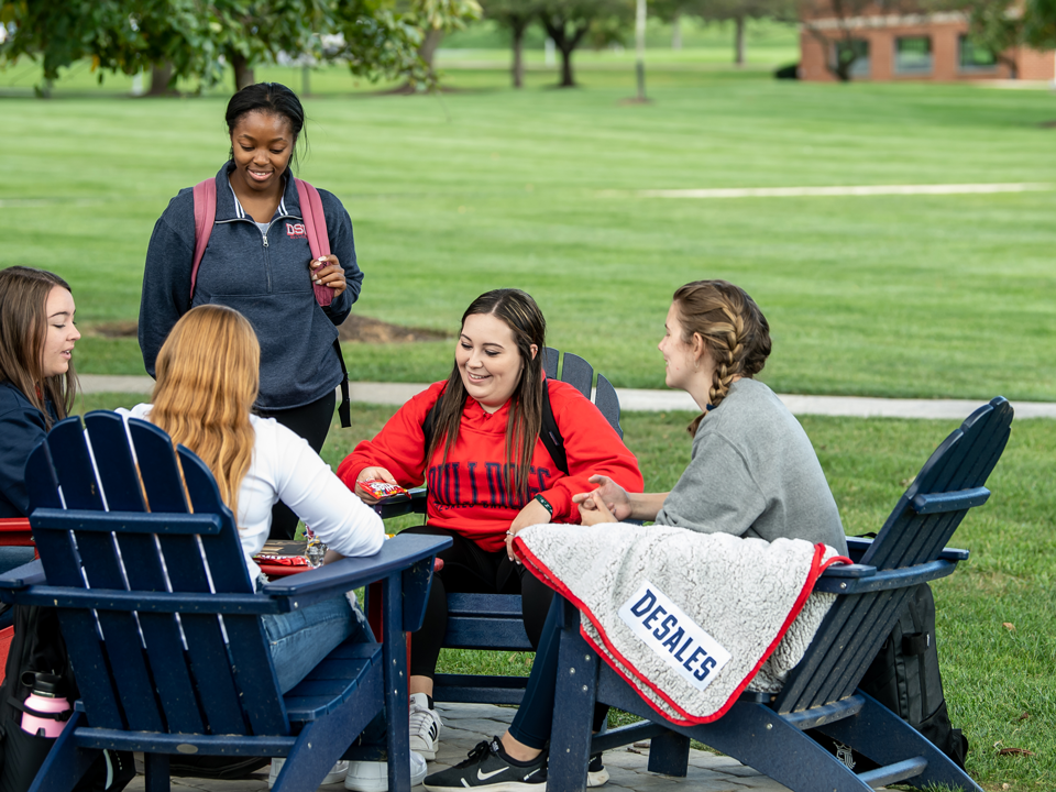 students talking in a group