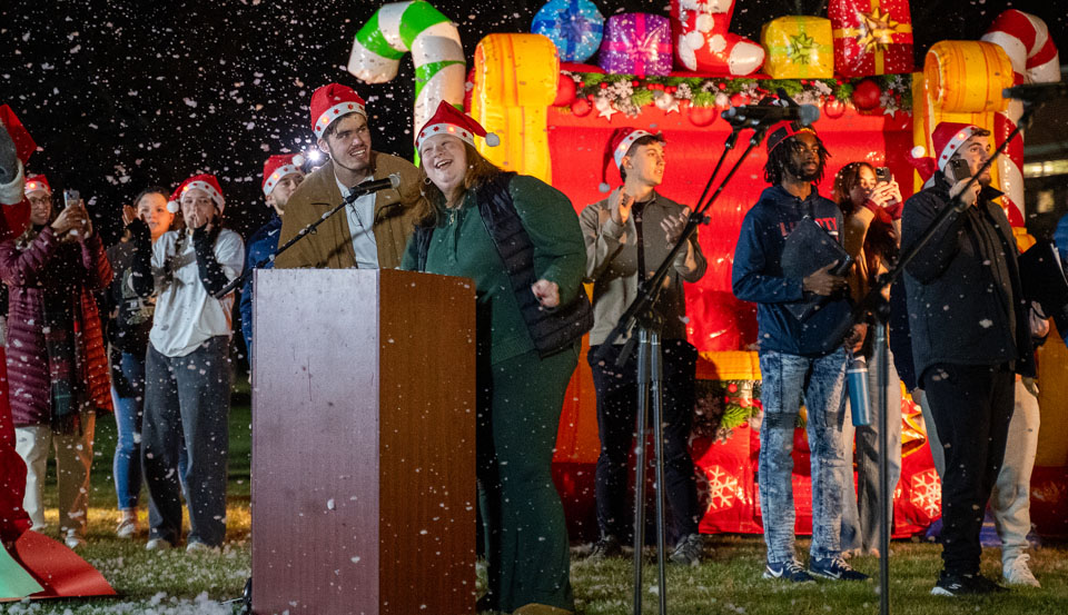 Students enjoying the annual Tree Lighting event