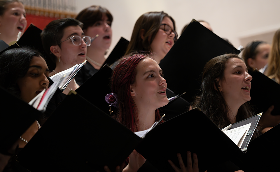 students singing