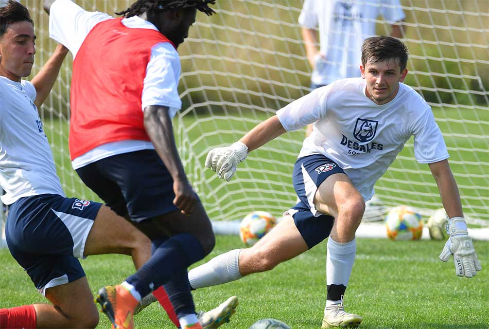 men's soccer team practicing