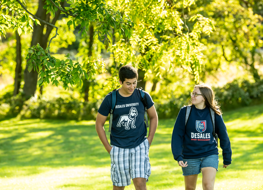 students walking on campus