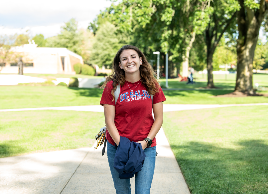 student on campus