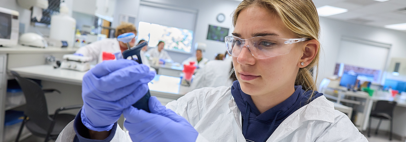 student in science lab