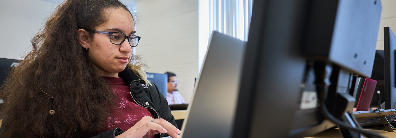 student in computer lab