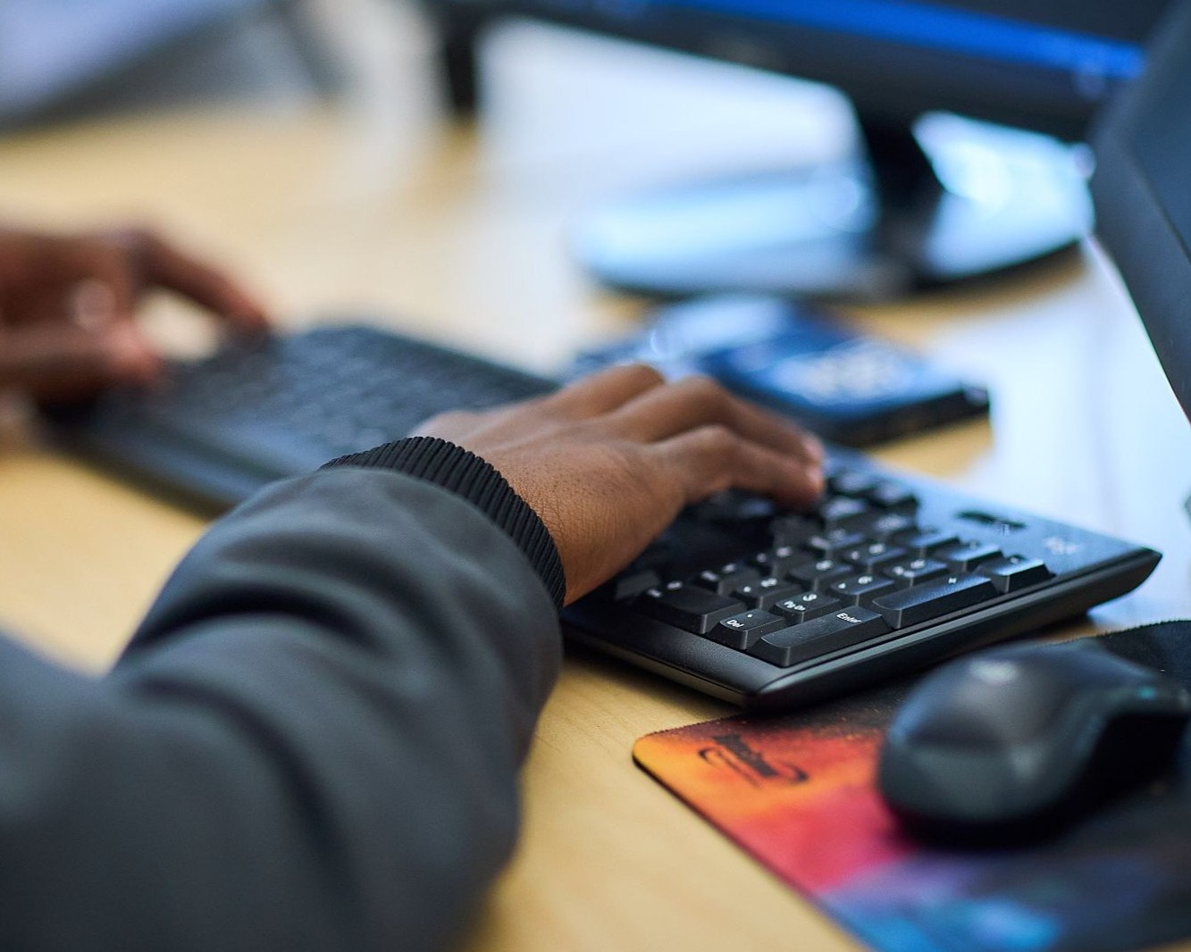 student using a computer