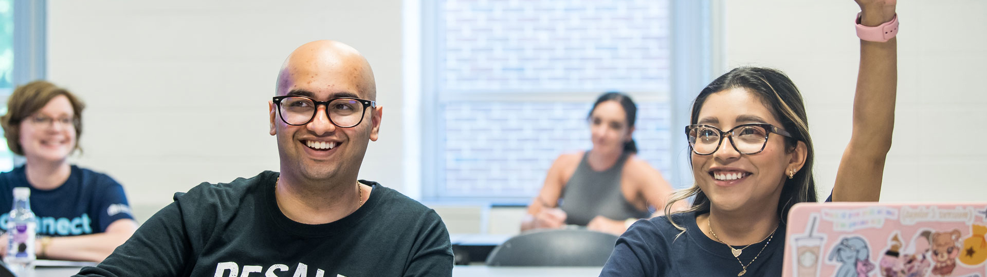 Two students in a classroom