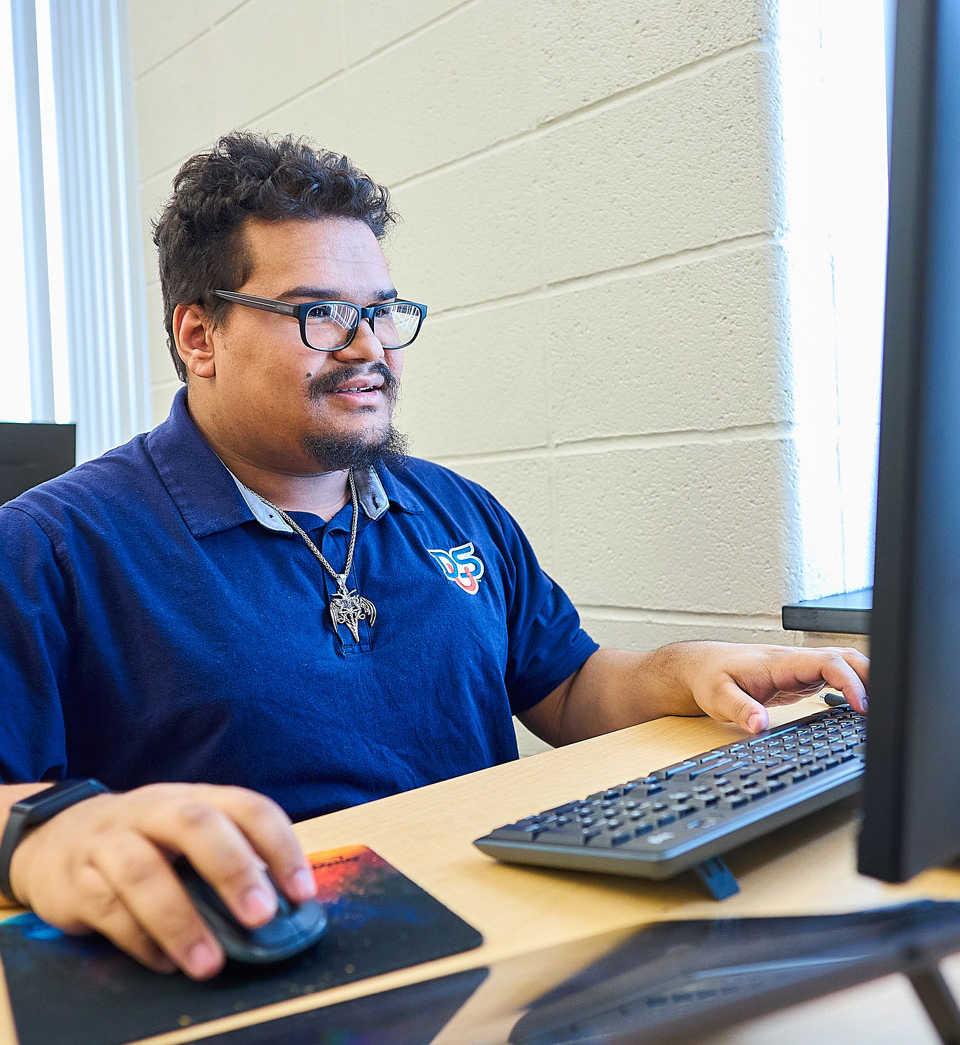 student using a computer