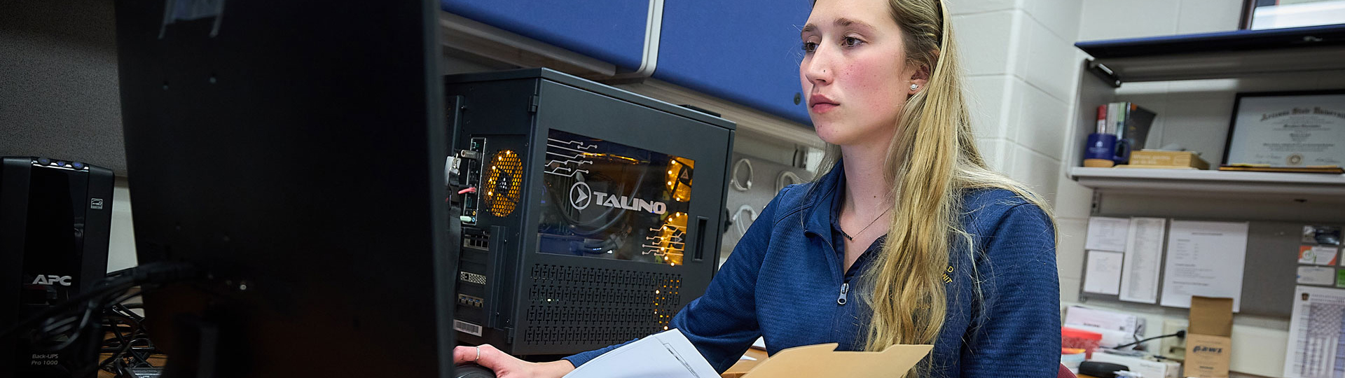 girl working on a computer