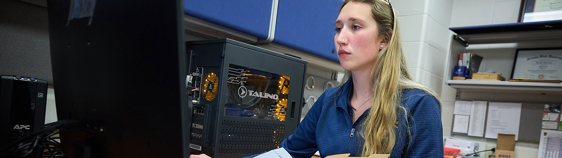 Girl working on a computer