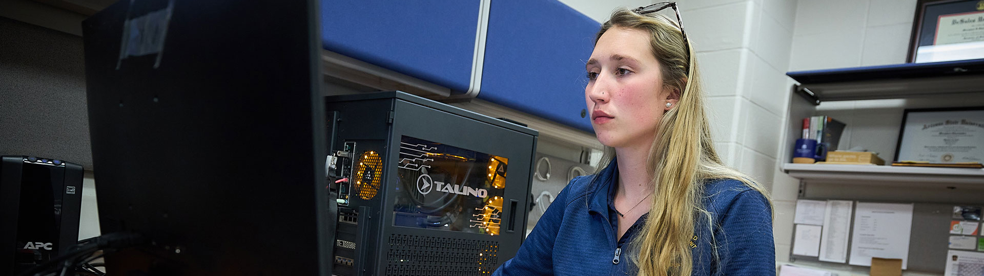 Girl working on a computer