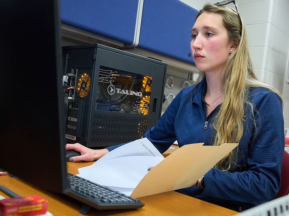 student in cyber security lab