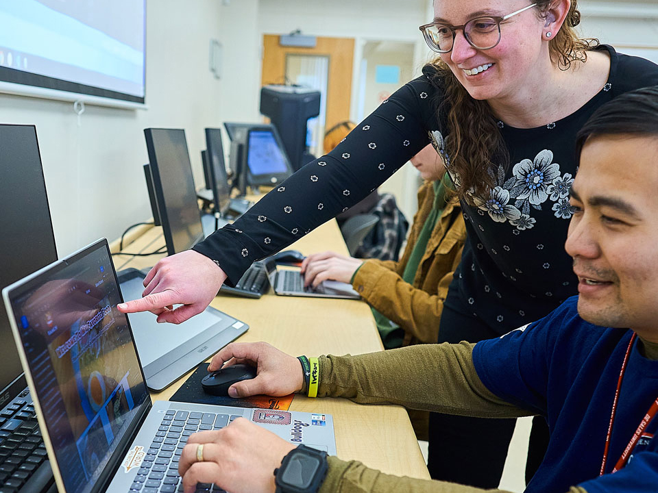 student learning computery things