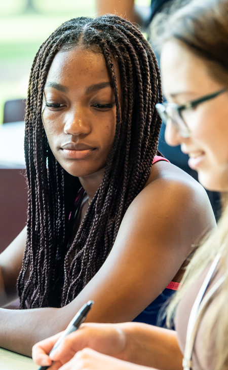 students at a table