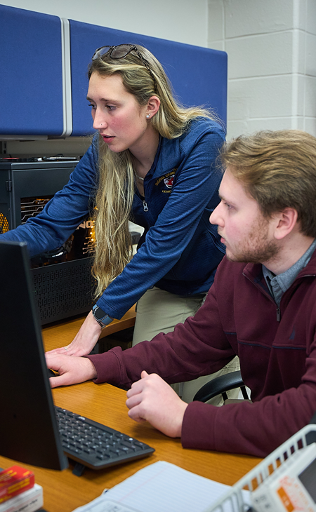 students in forensics lab