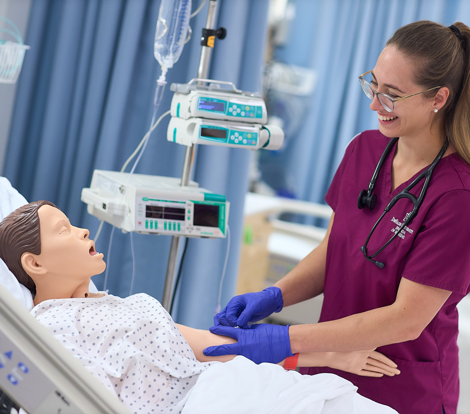 nursing students in a simulation lab