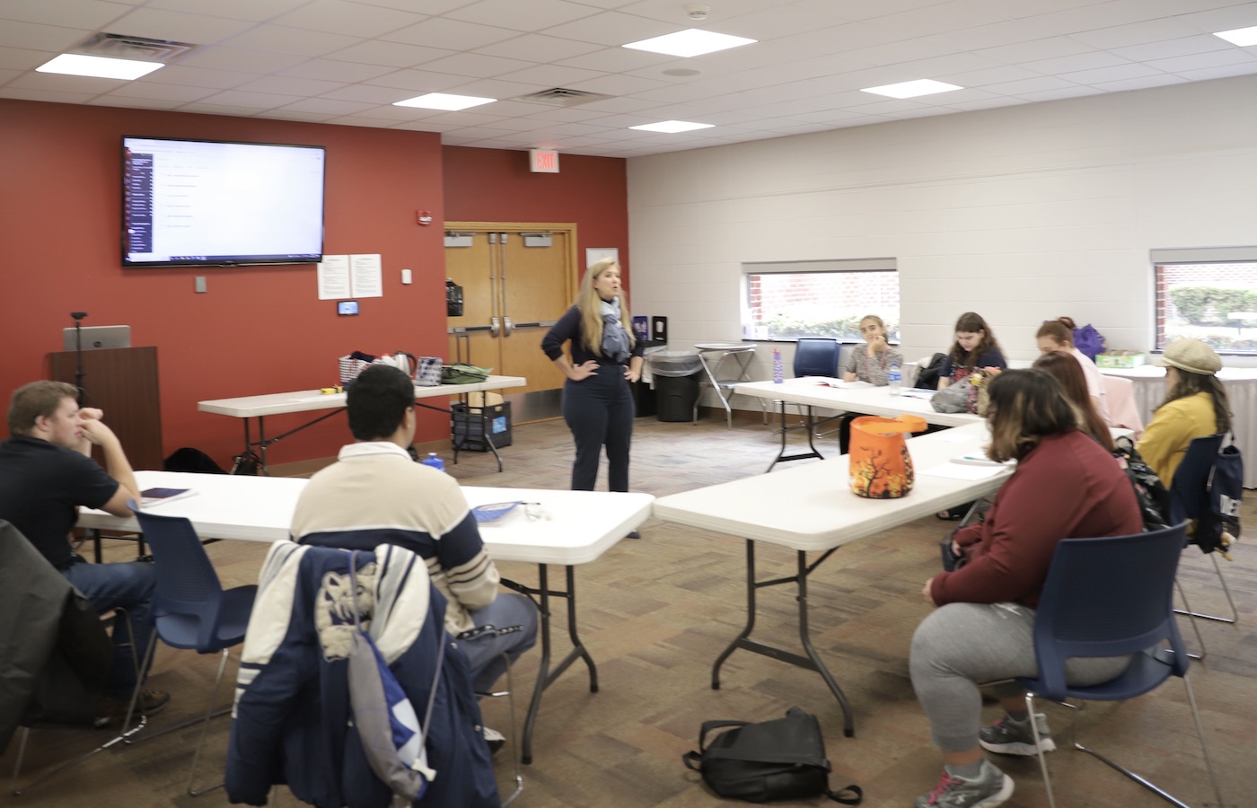 students in a conference room