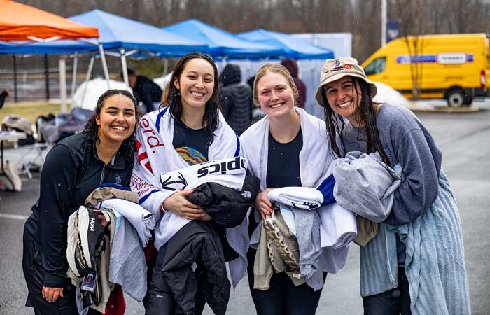students drying off after taking a polar plunge