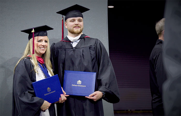 Amy and Justin Riley at commencement